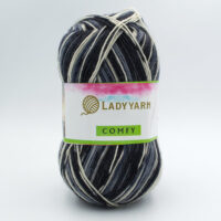 Леді Ярн Комфі (Lady Yarnm Comfy) 100г/400м DO-065 чорно-білий меланж
