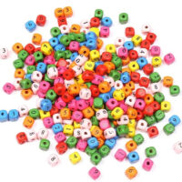 Намистини Дерев'яні Кубики Цифри 10*10*10мм кольорові 25г БД1010ц52