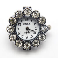 Основа для часов Цветок Сплав+Стразы 26*8.5мм, Платина