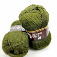 Мадам Трікоте Меріно Голд (Madame Tricote Merino Gold) 100г/400м 077 темна оливка