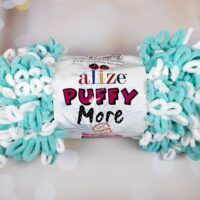 Алізе Пуффі Море (Alize Puffy More) 150г/11.5м 6269 біло-бірюзовий