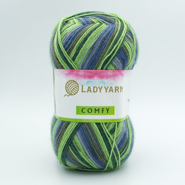 Леді Ярн Комфі (Lady Yarnm Comfy) 100г/400м DO-051 салатово-блакитний меланж