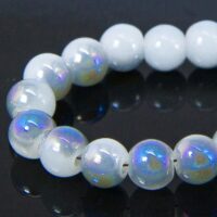 Бусины Стекло Имитация Нефрит Гальваника Круглые 5,5*6,5мм Синие