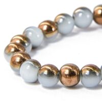 Бусины Стекло Имитация Нефрит Гальваника Круглые 5,5*6,5 мм Медный