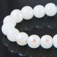 Бусины Стекло Имитация Нефрит Гальваника Круглые 5,5*6,5 мм Белые