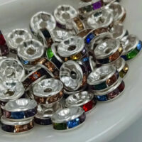 Намистини розділювачі зі стразами 0,8мм 40-45шт Срібло мікс БХ862