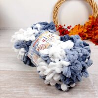 Алізе Пуффі Файн (Alize Puffy Fine Color) 100г/14м 5925 сіро-біла