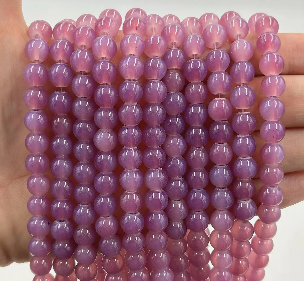 Намистини скляні Бите Скло 8мм 70шт Фiолетово-рожевий ЕД361