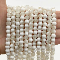 Намистини скляні Бите Скло 8мм 100шт Прозорий з бiлим ЕД233