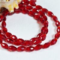 Скло овал 4*6мм 68шт темний червоний прозорий 7129