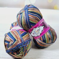 Алізе Супервош Комфорт Сокс 100 (Alize Superwash Comfort Socks) 100г/420м 2701 синьо-рудий