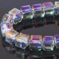 Бусины Стекло Гальваника Граненые Квадрат 6 мм Индиго