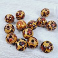 Намистини Дерев'яні Круглі Принт Коричневий 20мм 50г