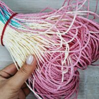 Рафія соломка пасмо 200-400г вагова меланж рожево-бірюзовий