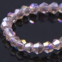 Бусины Стекло Гальваника Граненые Биконус АВ-Цвет 3*2мм бежевый