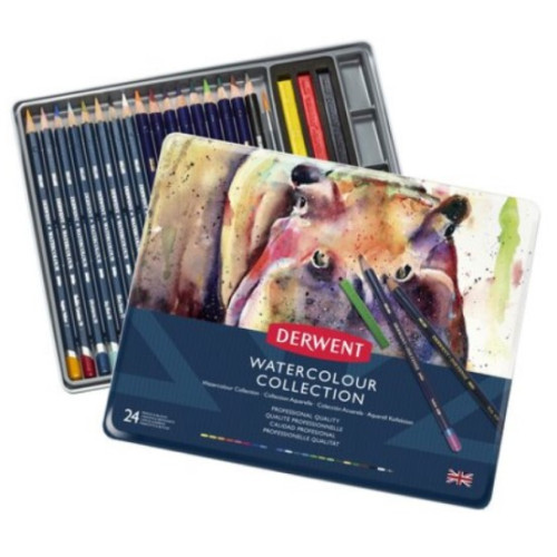 Набір акварельних олівців Watercolour Collection 24 предмети, в метал. коробці, Derwent