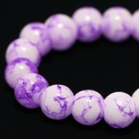 Бусины Стекло Окрашеные Мрамор Круглые 4мм Сиреневый