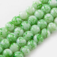 Бусины Стекло Окрашенные Мрамор Круглые 4мм Зеленый