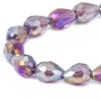 Бусины Стекло Гальваника Граненые Капля АВ-Цвет 7*5мм Бордовый