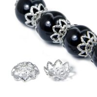 Шапочки для Бусин Цветок ажурный 10*4мм Серебро 20шт