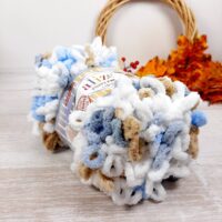 Алізе Пуффі Файн (Alize Puffy Fine Color) 100г/14м 5946 біло-синьо-коричневий