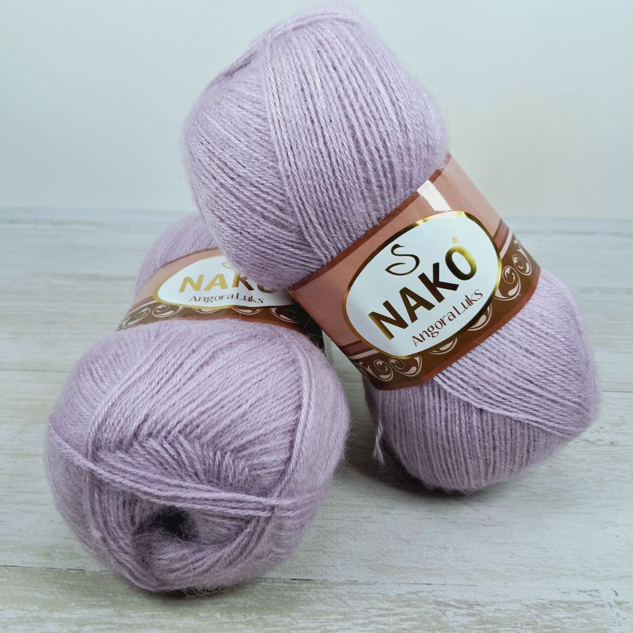 Нако Ангора Люкс (Nako Angora Lux) 100г/550м 6880 бузково-рожевий