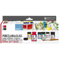 Набір акрилових фарб для скла та кераміки Porcelain & Glass, 6*15мл Marabu