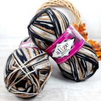 Алізе Супервош Комфорт Сокс 100 (Alize Superwash Comfort Socks) 100г/420м 7651 чорно-білий с рудим