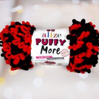 Алізе Пуффі Море (Alize Puffy More) 150г/11.5м 6273 червоно-чорний
