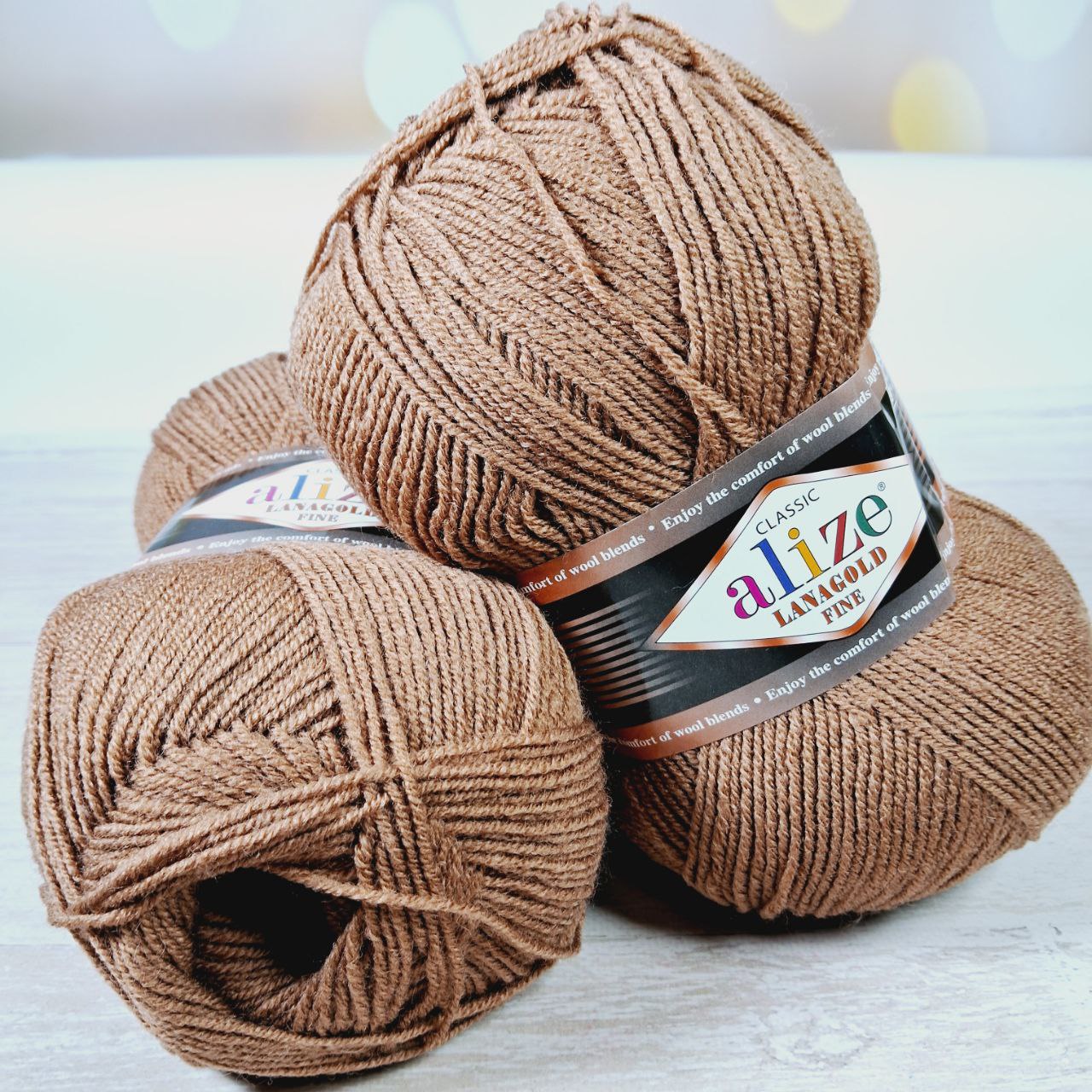 Алізе Ланаголд Файн (Alize LanaGold Fine) 100г/390м 466 темний беж