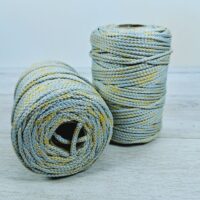 Шнур ПЕФ 3мм 200г/100м без наповнювача №0025жовтий + №85сірий