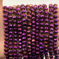 Намистини Рондель 8*6мм 70шт Фiолетовий гальванiка БХ436