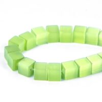 Бусины Стекло Имитация Кошачий Глаз Квадратные 4*4*4мм Светло-зеленый