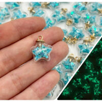 Підвіска скляна Зірка Світиться у темряві 20*16мм Блакитний СП756