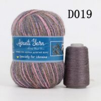 Пух норки 50г/350м (+20г додаткова нитка) D019 меланж сіро-рожевий