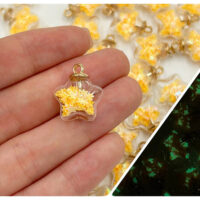 Підвіска скляна Зірка Світиться у темряві 20*16мм Теплий жовтий 31 СП754