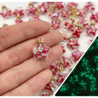 Підвіска скляна Зірка Світиться у темряві 20*16мм Червоний СП758