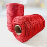 Шнур ПЕФ вязаний 3мм 100м №135 червоний 115+люрекс червоний
