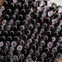Намистини скляні Бите Скло 8мм 100шт Чорно-Бузковий ЕД849
