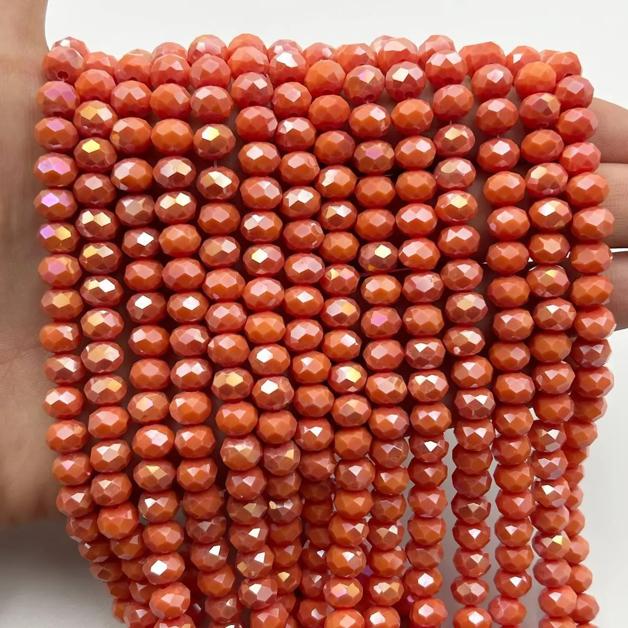 Намистини Рондель 6*4мм 85шт Рожевий прозорий БХ372