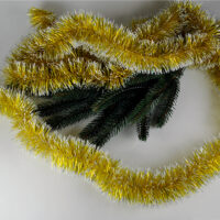 Мишура стандарт Ø 50мм, длина 3м золотая с белым NM11