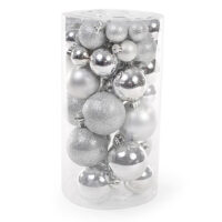 Набір ялинкових куль, колір - срібло, 40шт матовий,перламутр 147-133