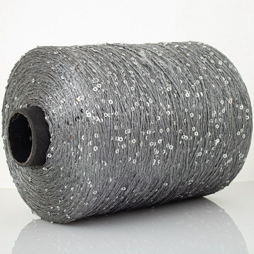 Паєтка 3 мм на поліестері 061 Сірий+срібло