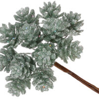 Декоративні міні-шишки 12шт в пучку, 12см, колір - евкаліпт 839-327