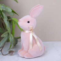Статуетка Зайчик рожевий оксамит 14*7,5см 3213-6