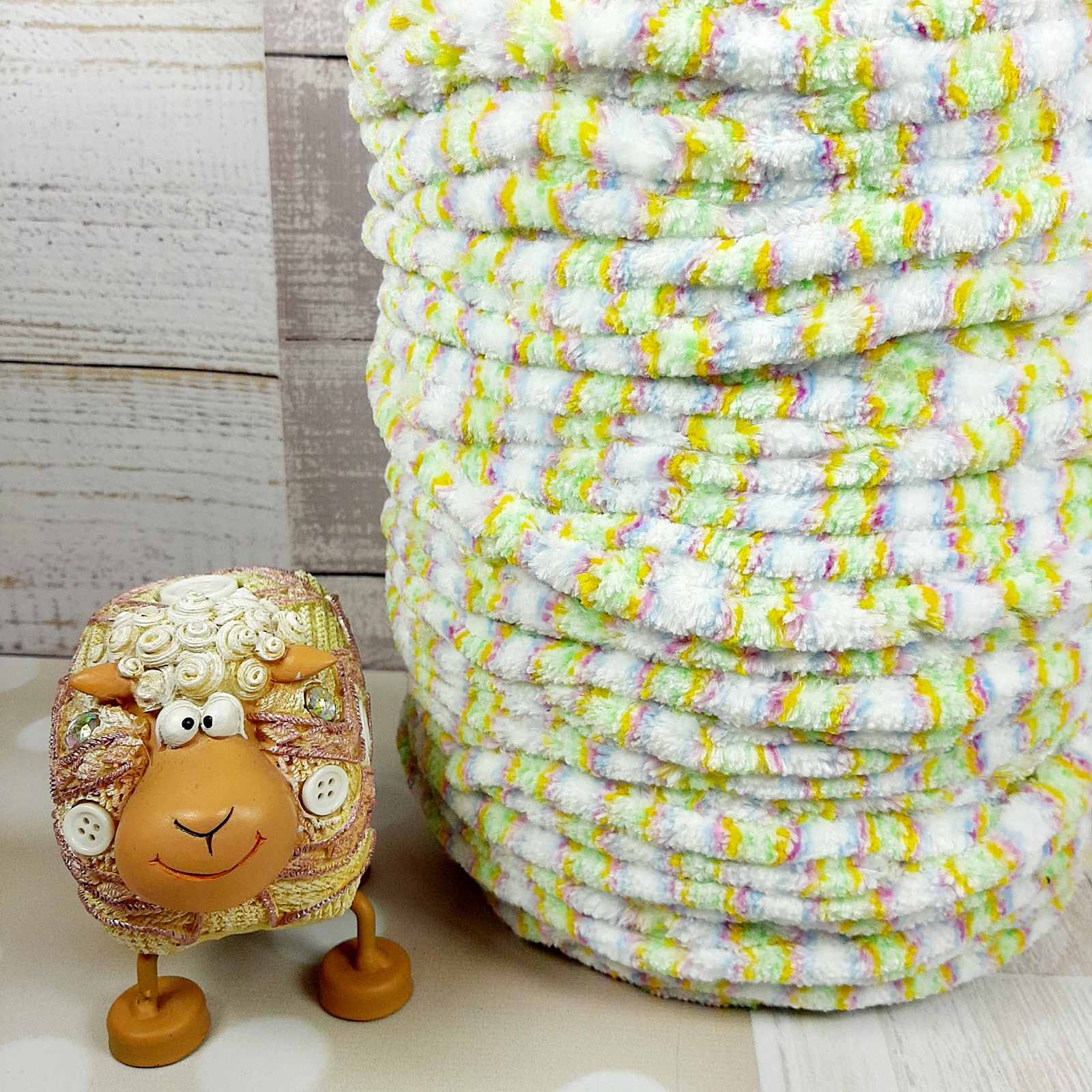 Велюр Турция бобина Биг 40м/100г меланж мятно-розовый