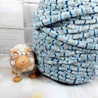 Велюр Турция бобина Биг 40м/100г меланж серо-бирюзовый