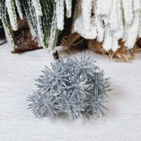 Декоративний пучок Колючка в срібному гліттері 13см H39-007