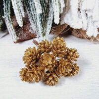 Декоративні міні-шишки 12шт в пучку 12см золото 839-222