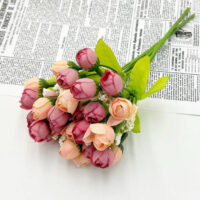 Букет Ранункулюс 2см 15шт 21см Бургунд+персик